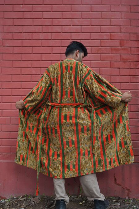 Womens Red Green Velvet Embroidered Jacket with Floral Design